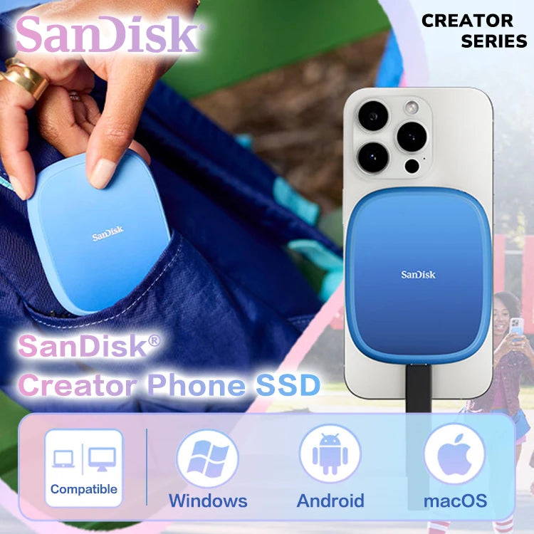 SanDisk E62C Portable SSD Type-C 1TB 2TB | NVMe Gradient Blue Portable External SSD PRIMED