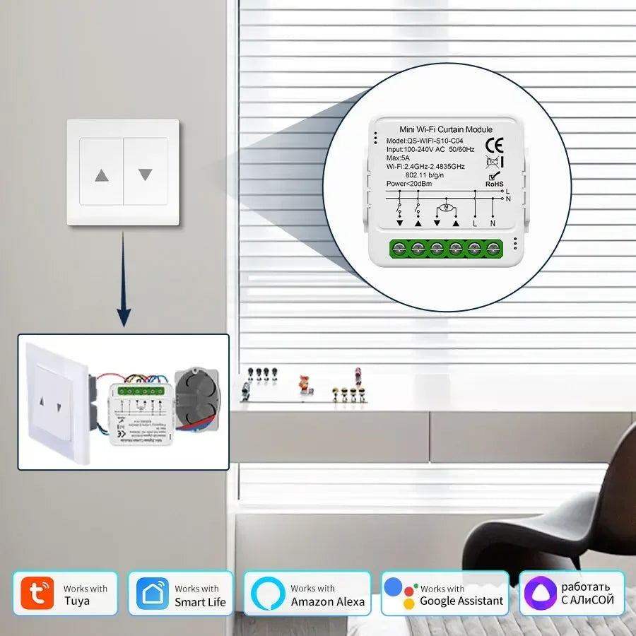 Tuya WiFi Zigbee Smart Curtain Switch Module | Alexa Google Smart Curtain Switch PRIMED
