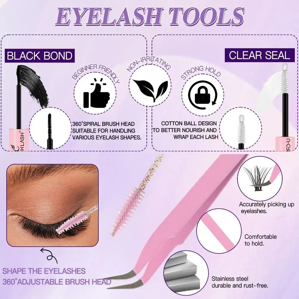 Waterproof Lash Extension Glue Kit with Remover & Tweezers Lash Extension Kit PRIMED