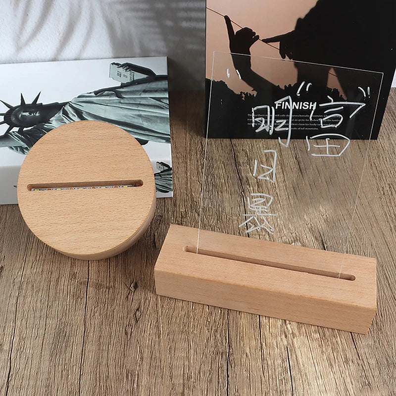 LED Wood Display Base for Acrylic & Crystal Art – Battery Powered