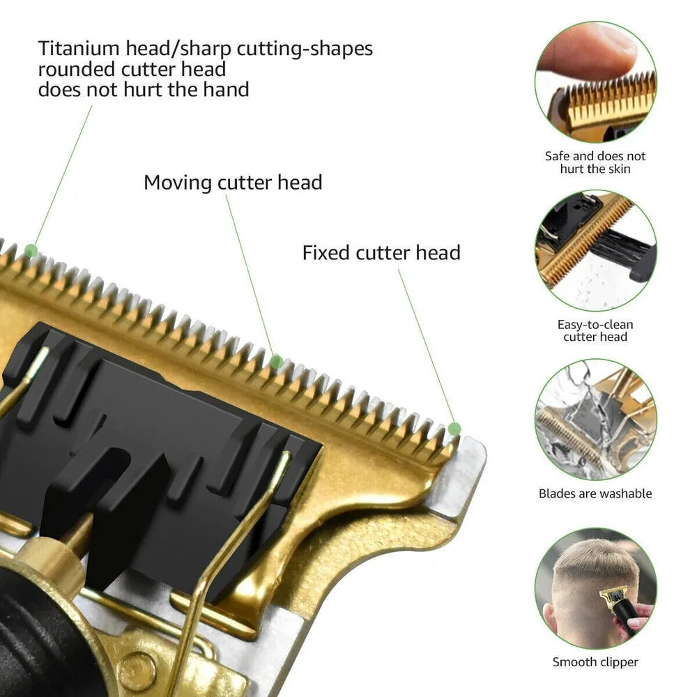 Cordless Professional T-Blade Hair Trimmer – Waterproof Clipper