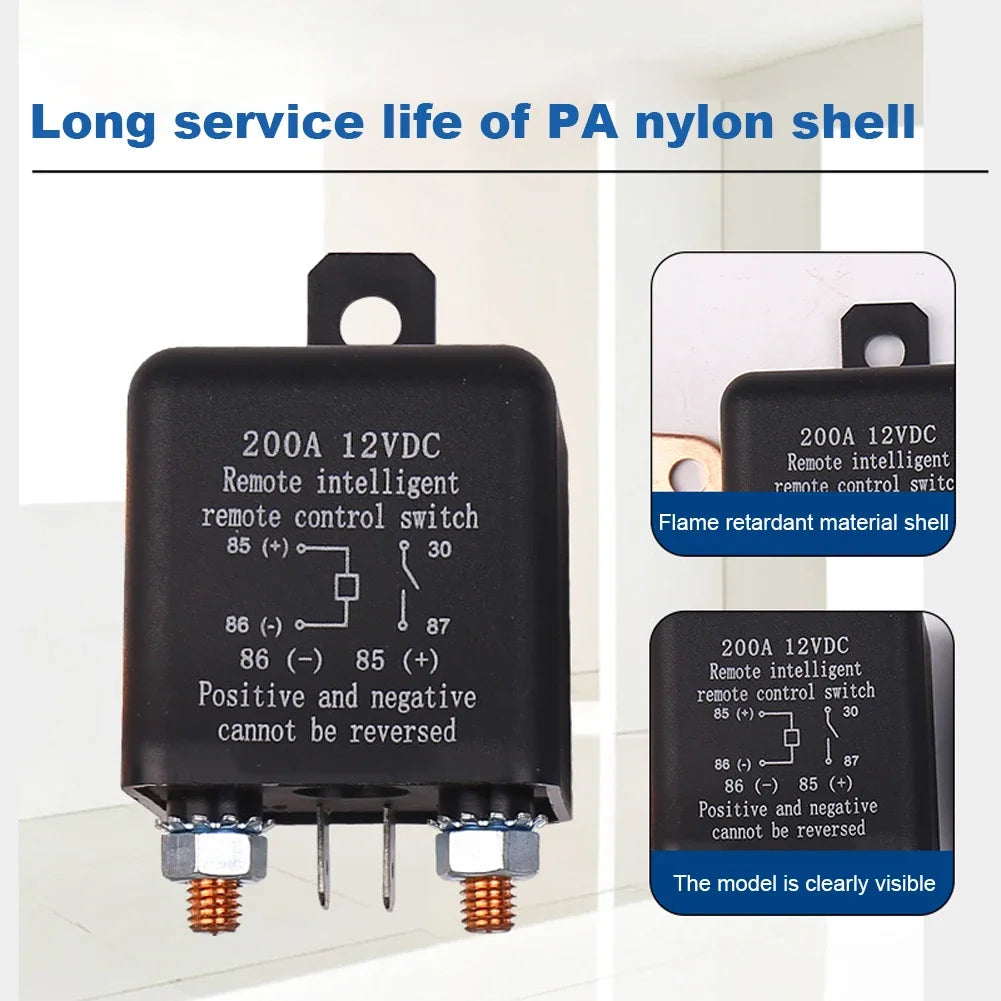 12V/24V 200A Wireless Remote Car Battery Disconnect Switch Battery Disconnect Relay PRIMED