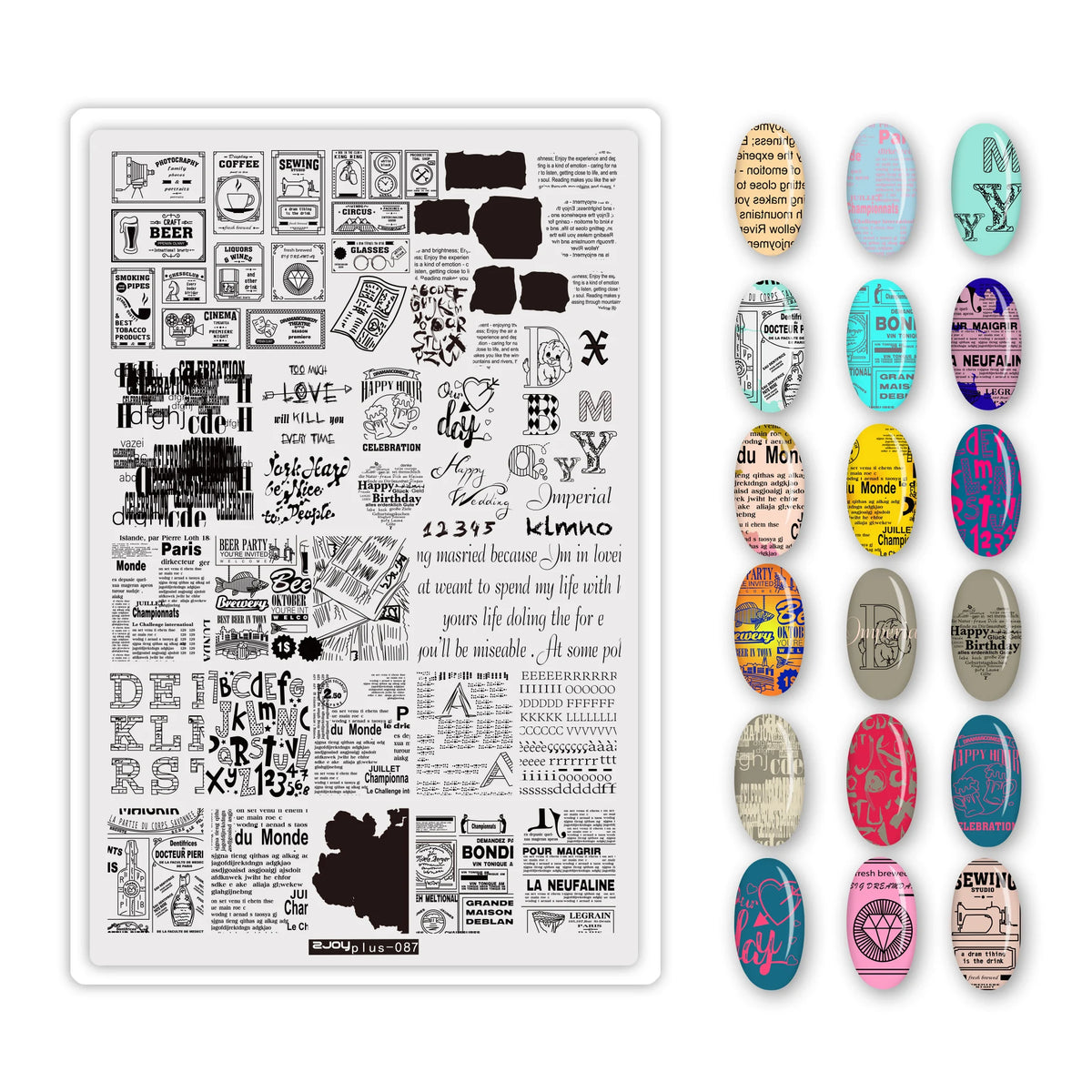 MAFANAILS Large Nail Stamping Plate 14.5x9.5cm – Letter Design Nail Stamping Plate PRIMED TL-Plus087