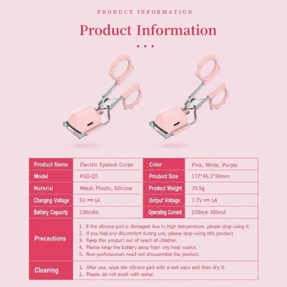 Rechargeable Heated Eyelash Curler – 2 Temperature Modes Heated Eyelash Curler PRIMED