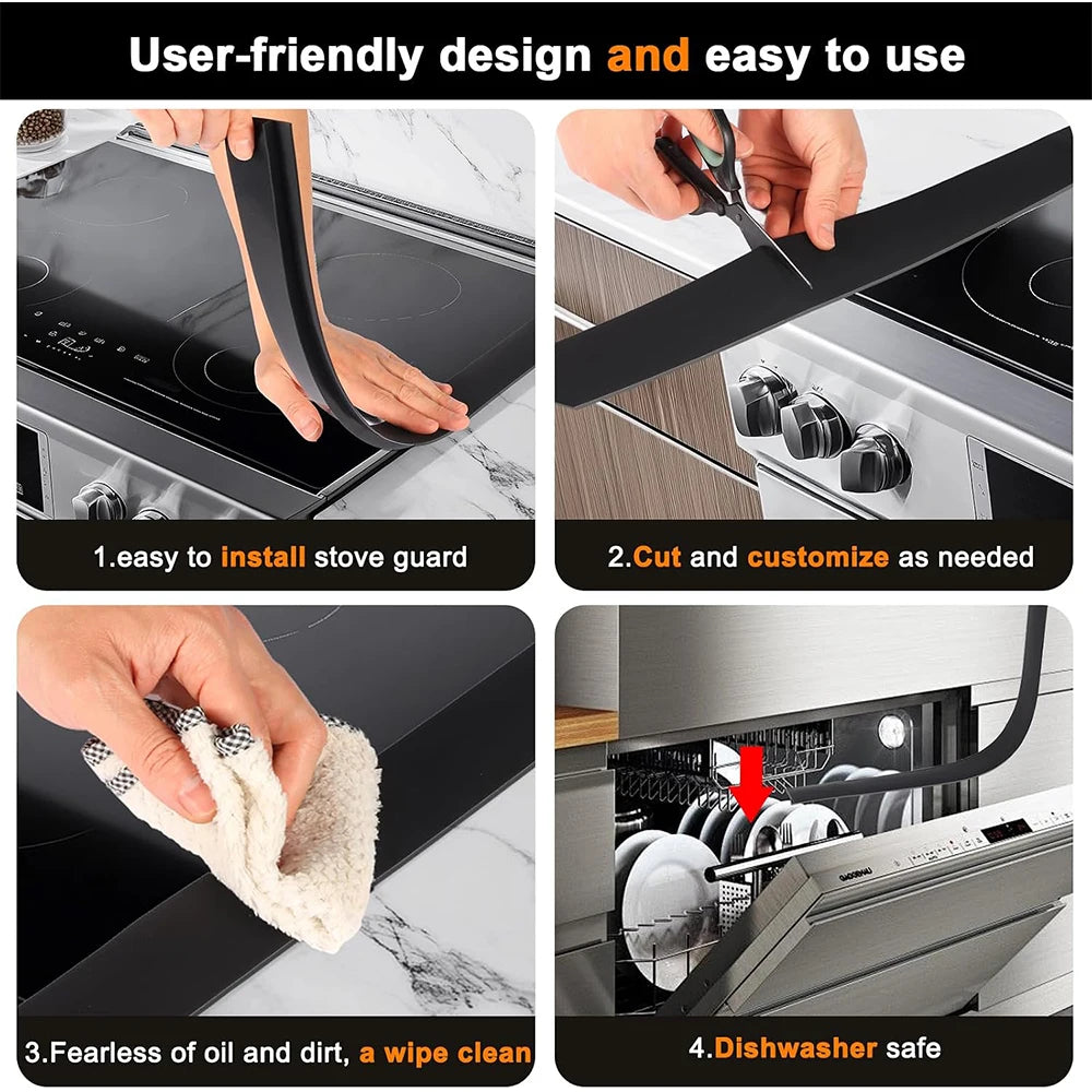 Silicone Stove Gap Covers – Heat-Resistant Gap Filler 2 Pcs Stove Gap Cover PRIMED