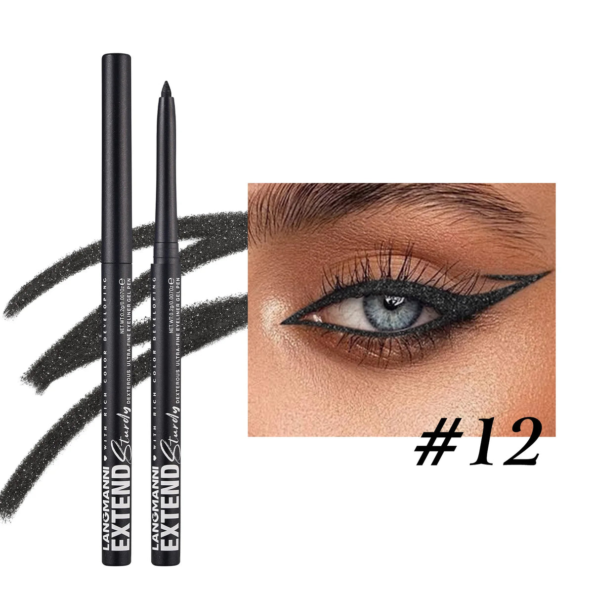 Waterproof Matte & Glitter Gel Eyeliner Pencil – 12 Colors