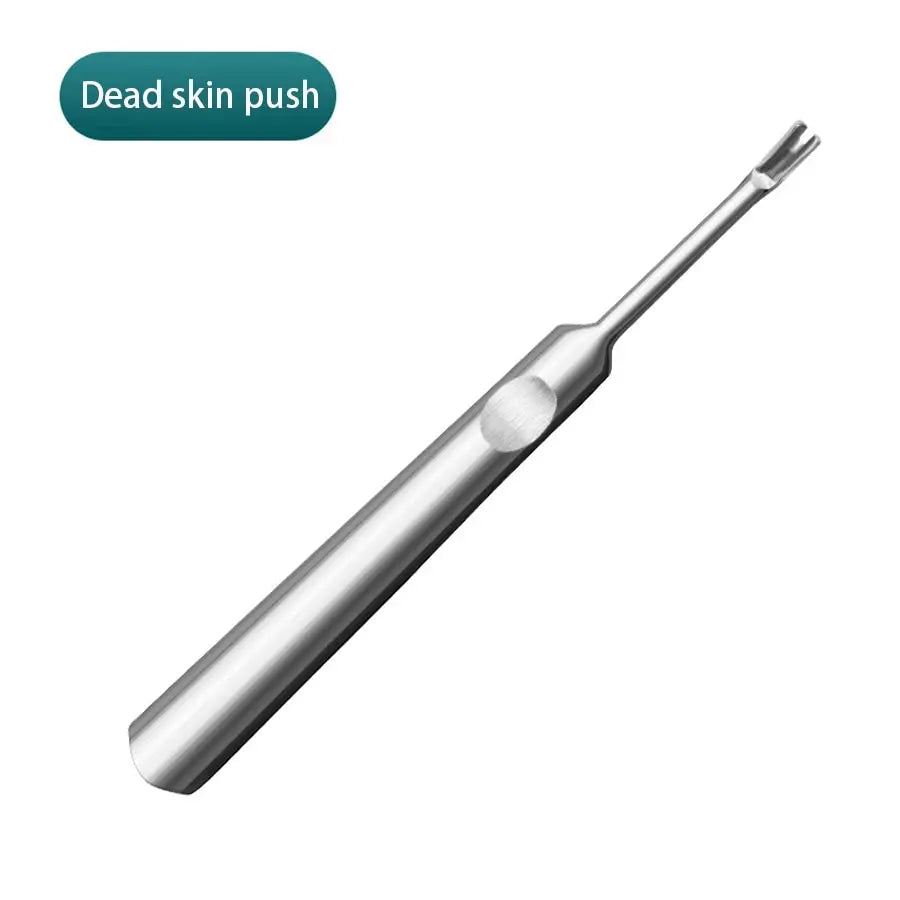 V-Shaped Stainless Steel Cuticle Pusher & Nail Scrubber Tool