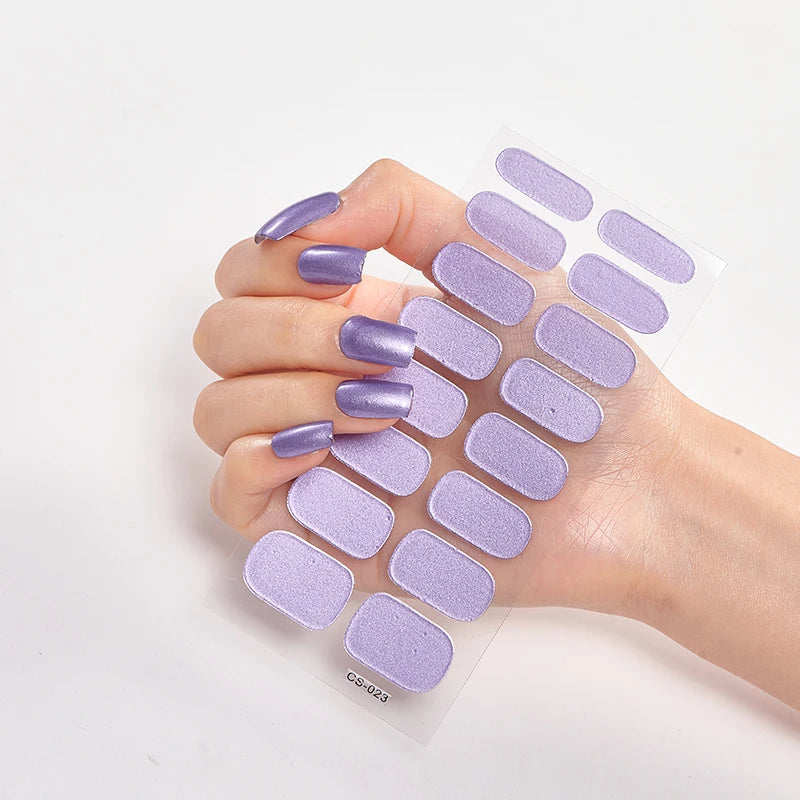 Semi-Cured Gel Nail Wraps Full Cover Stickers – 16pc Set