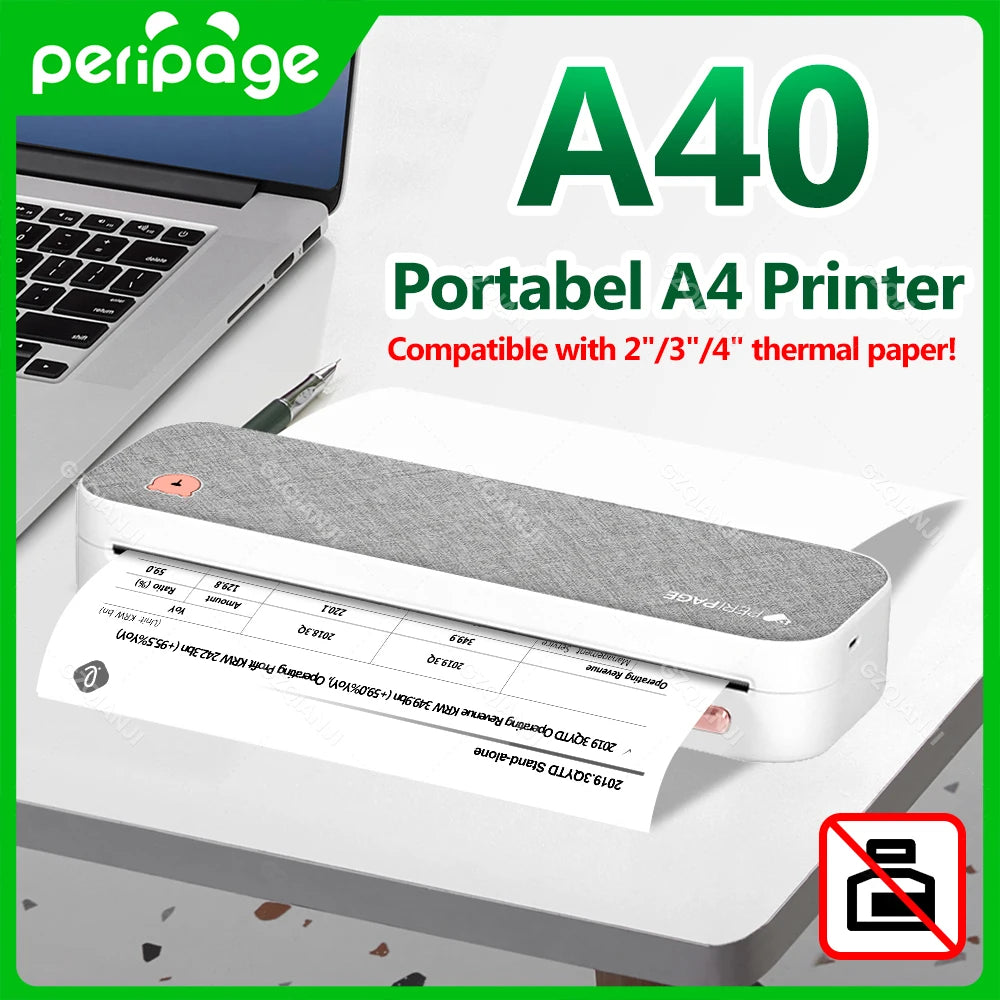 PeriPage A40 Wireless A4 Thermal Printer – No Ink or Toner Thermal Printer PRIMED