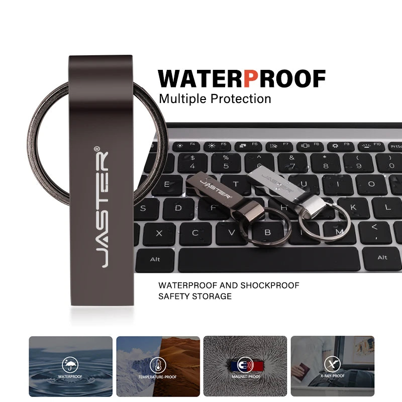 Custom Logo USB Flash Drive 16–128GB Mini Metal Key Ring Gift USB Flash Drive PRIMED