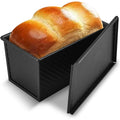 LMETJMA 1 lb Pullman Loaf Pan with Lid | Non-Stick Carbon Steel Pullman Loaf Pan PRIMED black