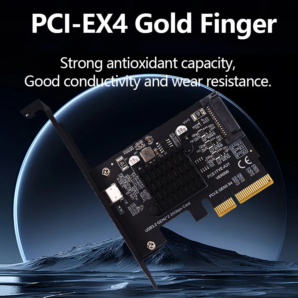 TISHRIC PCIe to USB 3.2 Gen2 Type-C Expansion Card 20Gbps PCIe Expansion Card PRIMED