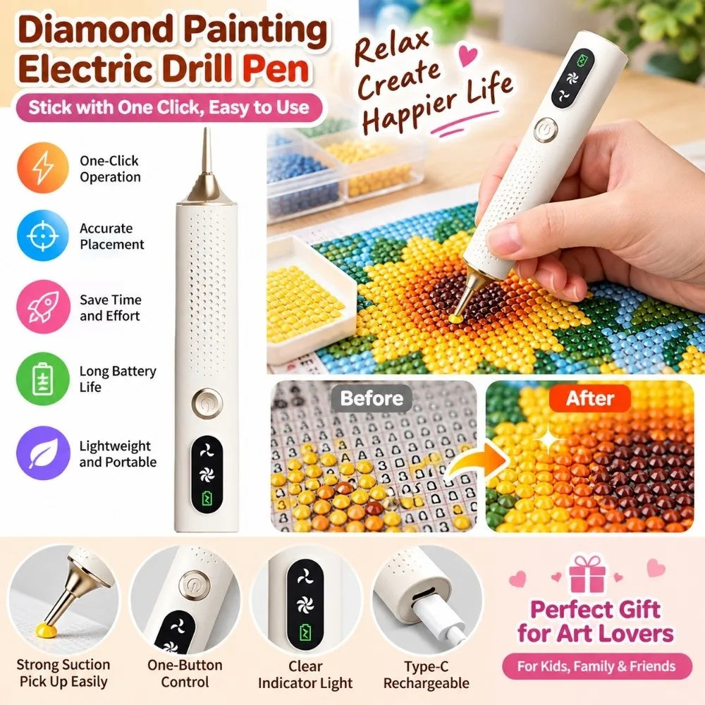 Wireless Electric Diamond Painting Pen | 2-Speed Auto Pickup