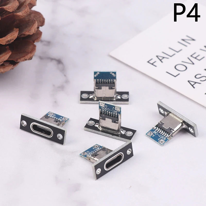 USB 3.1 Type-C Female Connector Socket with Fixing Plate 5pcs