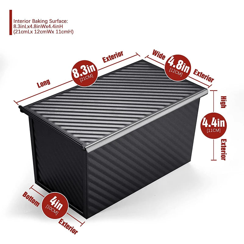 LMETJMA 1 lb Pullman Loaf Pan with Lid | Non-Stick Carbon Steel Pullman Loaf Pan PRIMED