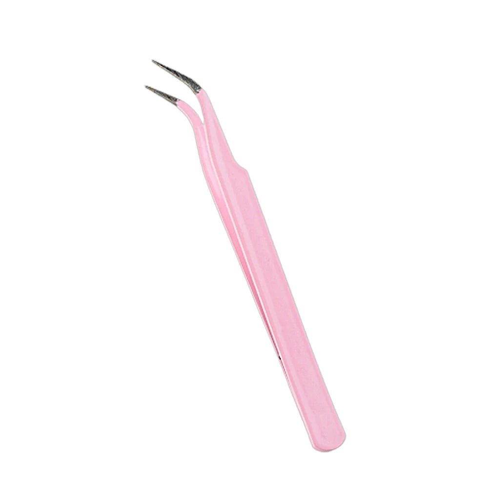 Pink Stainless Steel Eyelash Extension Tweezers – Straight & Curved Eyelash Tweezers PRIMED pink elbow