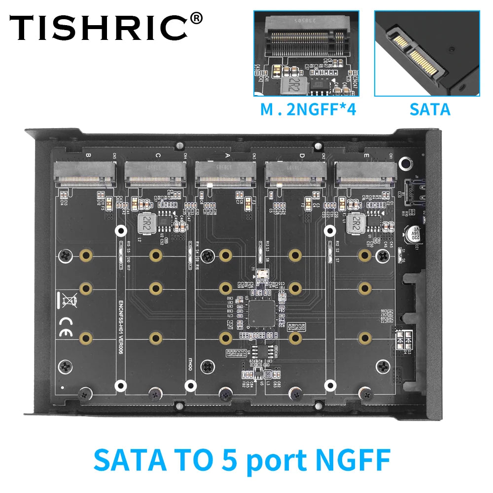 TISHRIC 4/5 Port M.2 NGFF SATA JBOD Adapter 3.5" Enclosure SSD JBOD Adapter PRIMED 5Port M.2 SATA SSD China Mainland