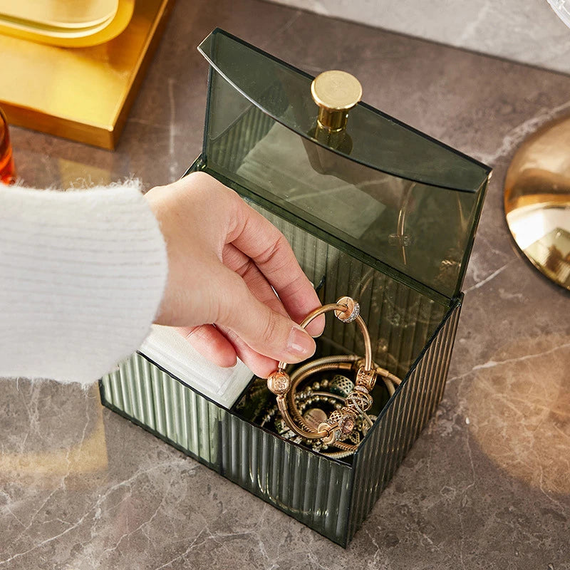 Transparent Dust-Proof Cotton Swab & Makeup Organizer Box