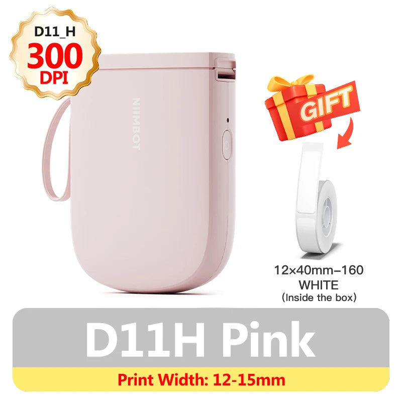 Niimbot D11H 300DPI Bluetooth Thermal Label Printer Portable Bluetooth Label Printer PRIMED 300DPI D11H PK