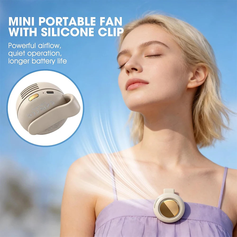 Portable Silent Bladeless Clip Fan – USB Rechargeable 3-Speed Portable Clip Fan PRIMED
