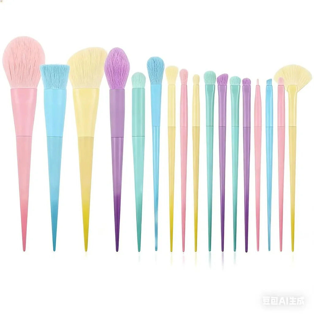 17-Pc Macaron Gradient Makeup Brush Set – Full Face Kit