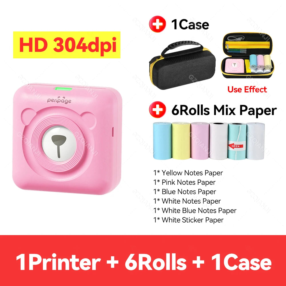 PeriPage A6 Portable Bluetooth Thermal Printer + Carry Bag Portable Thermal Printer PRIMED PK 1Case 6Group