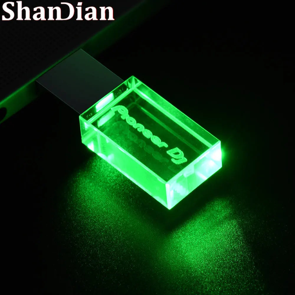 JASTER LED USB Flash Drive 128GB High Speed Crystal Pendrive USB Flash Drive PRIMED