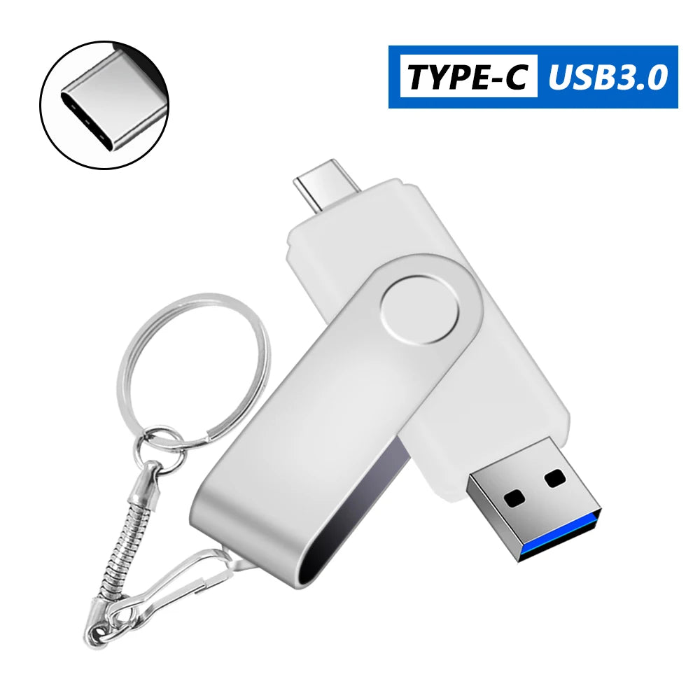 2-in-1 USB-C & USB 3.0 Metal Flash Drive 8GB–128GB USB Flash Drive PRIMED 16 GB white usb 3.0