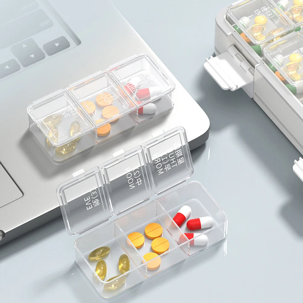 Weekly Pill Organizer 3 Times a Day – 24-Compartment Travel Box