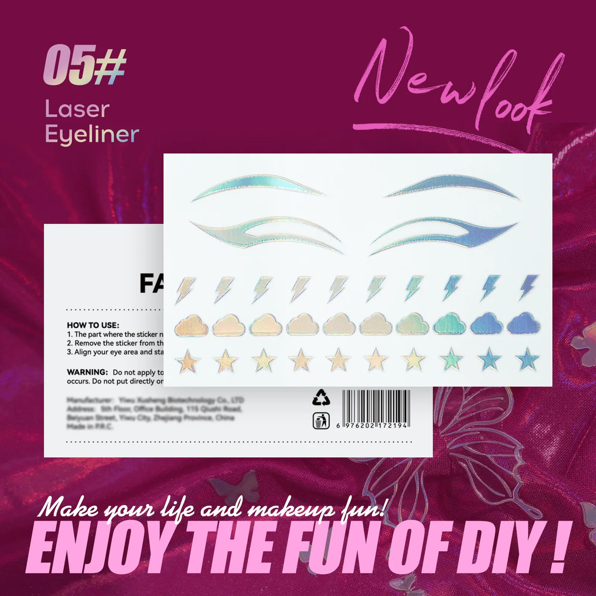 MLSMILE 3D Laser Face Tattoo Stickers | Eye Makeup Beauty