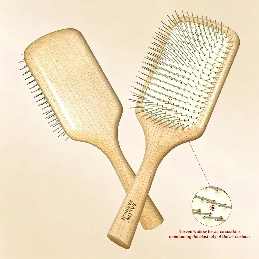 Wooden Air Cushion Massage Comb – Anti-Static Hair Care