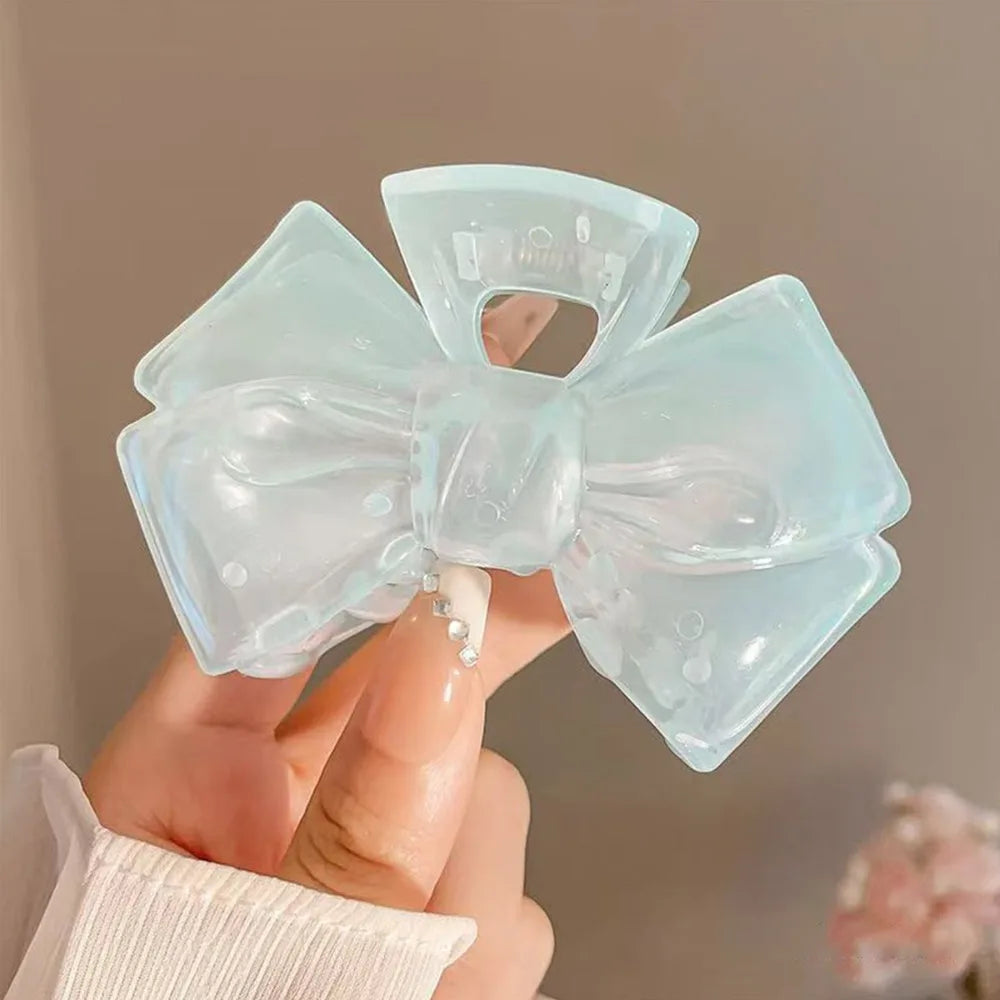 Star Bow Shark Hair Clip – Acrylic Jelly Claw Clip for Women