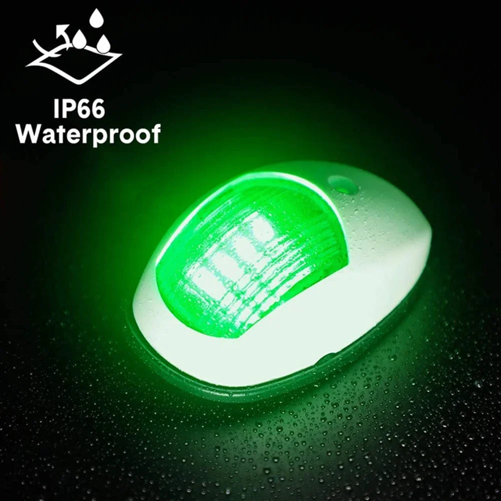 2-Pack Red & Green LED Marine Navigation Lights 12V IP67 Marine Navigation Light PRIMED