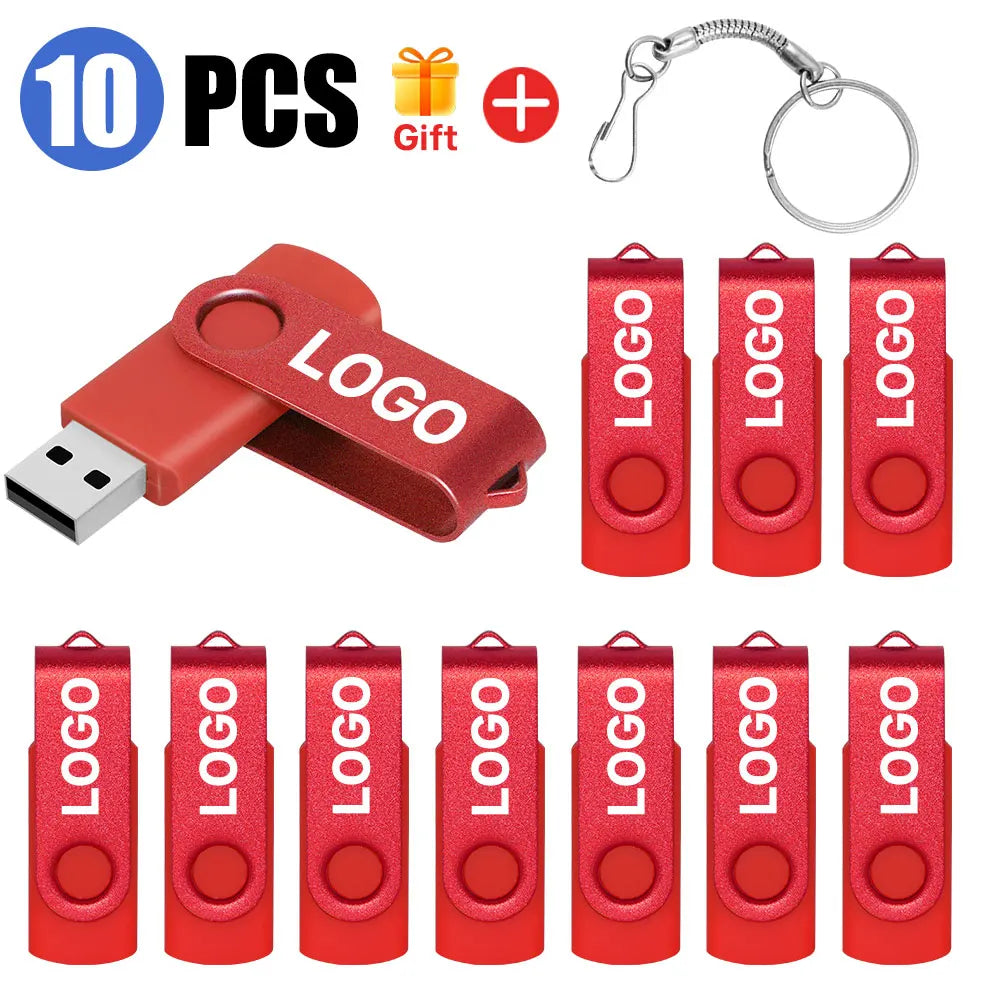 10-Pack Colored USB Flash Drives 1GB–64GB | Free Custom Logo USB Flash Drive PRIMED 256MX10PCS Red-10pcs