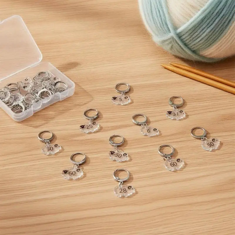 Sheep Acrylic Numbered Stitch Markers for Knitting & Crochet