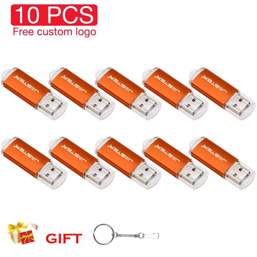 10-Pack Custom Logo Metal USB 2.0 Flash Drives 4GB–64GB USB Flash Drive PRIMED 16 GB orange