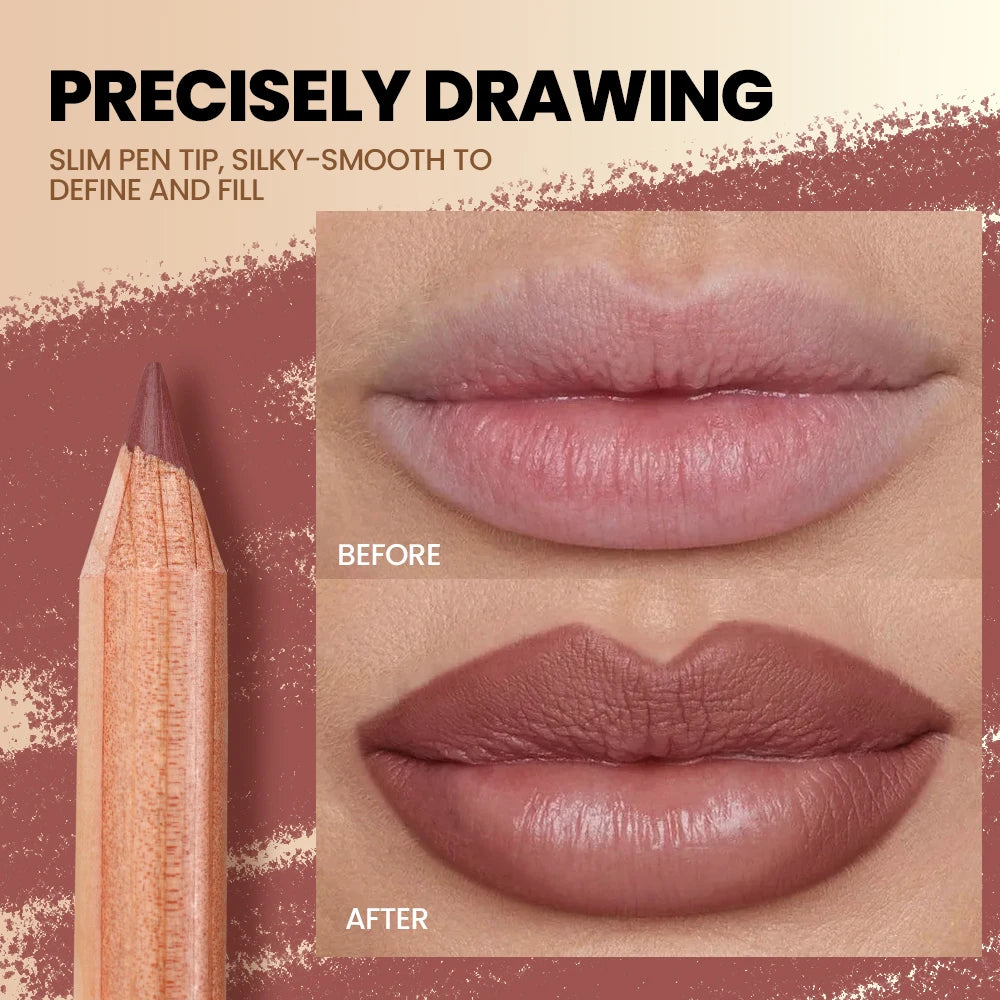 6-Piece Velvet Matte Lip Liner Set – Berry, Pink & Brown Lip Liner Set PRIMED