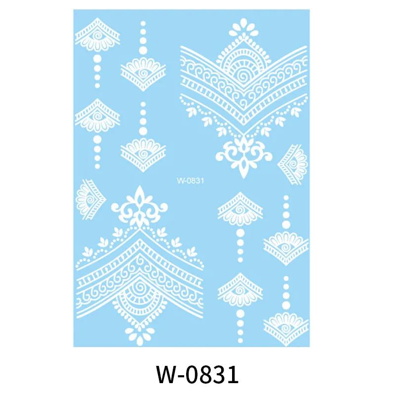 White Henna Flower Temporary Tattoo Sticker – Body Art