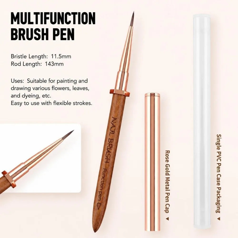 Sandalwood Handle Nail Art Detail Brush – Portable Nail Pen