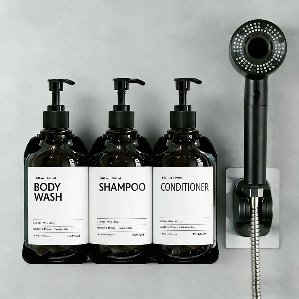 Wall Mount Shampoo & Conditioner Dispenser – 2 or 3 Chamber Set Shower Dispenser Set PRIMED