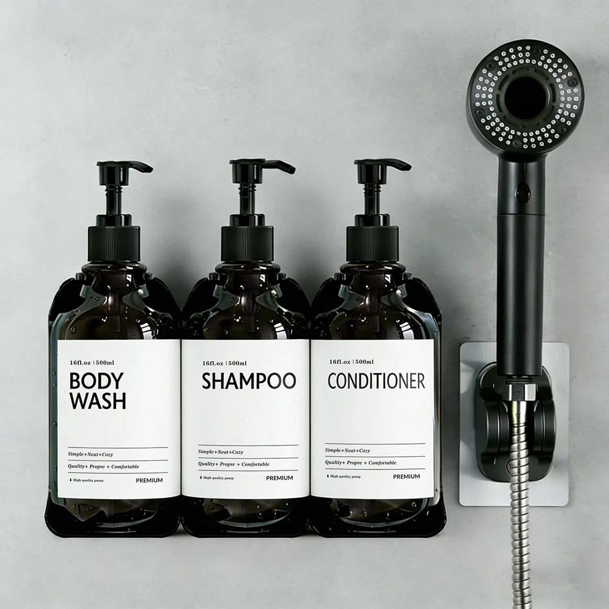 Wall Mount Shampoo & Conditioner Dispenser – 2 or 3 Chamber Set Shower Dispenser Set PRIMED
