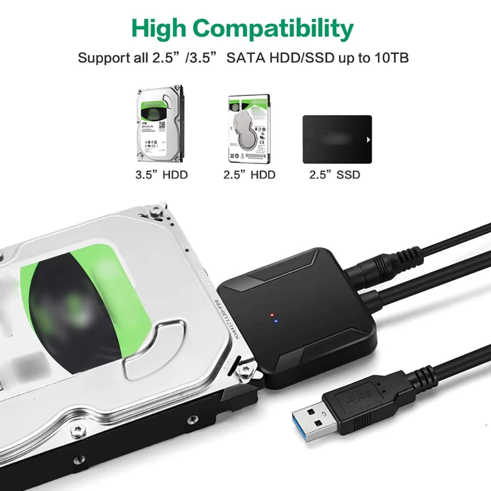 SATA to USB 3.0 Adapter – 2.5" & 3.5" HDD SSD, UASP SATA USB Adapter PRIMED