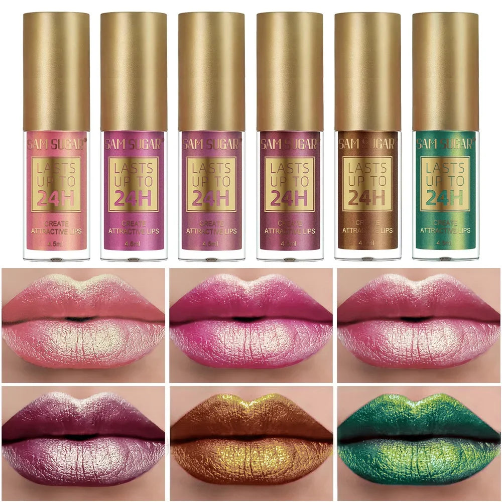 SAM SUGAR Chameleon Lip Gloss 6 Colors Pearl Waterproof
