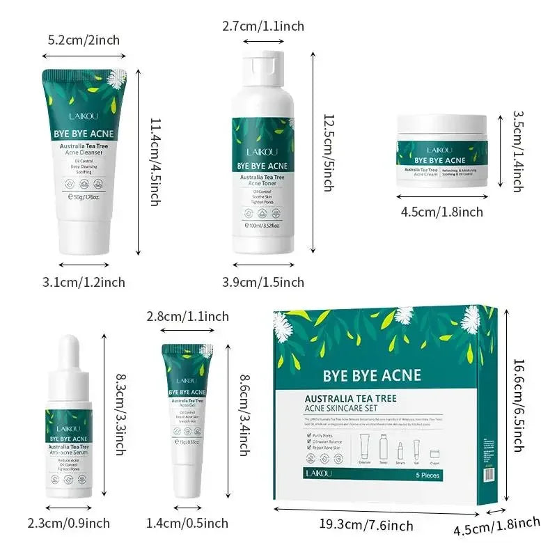 LAIKOU Tea Tree 5-Piece Skincare Set for Oily Skin | Complete Kit Skincare Set PRIMED