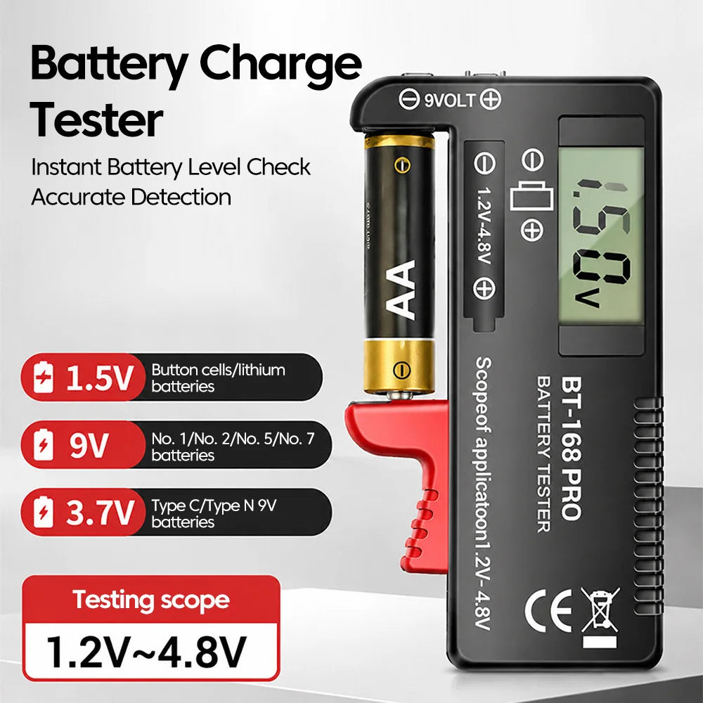 Universal Battery Level Tester 1.2V–9V | AA AAA 18650 Tester