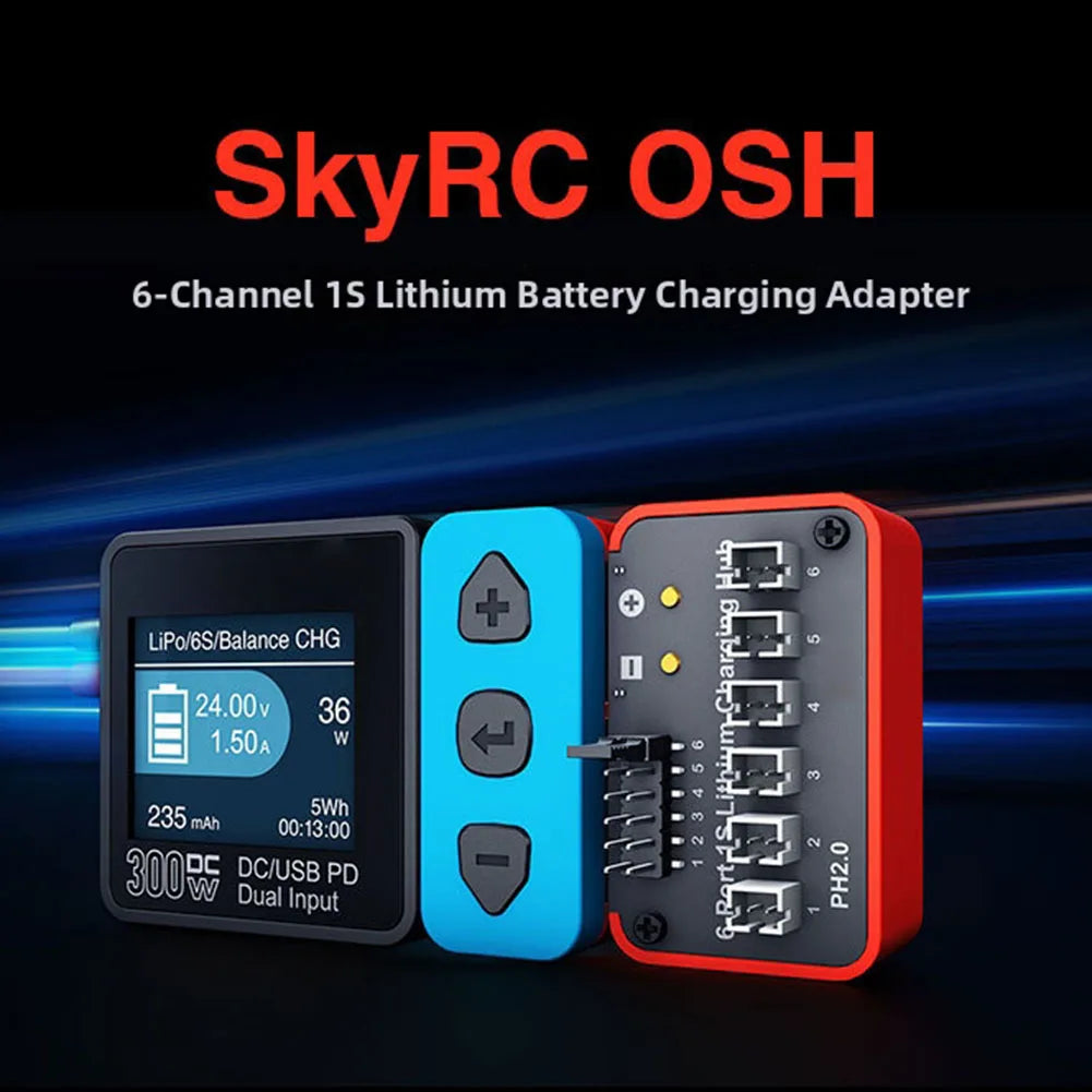 HpLive B6neo 6-Port 1S LiPo Charging Hub PH2.0/BT2.0 Battery Charging Hub PRIMED