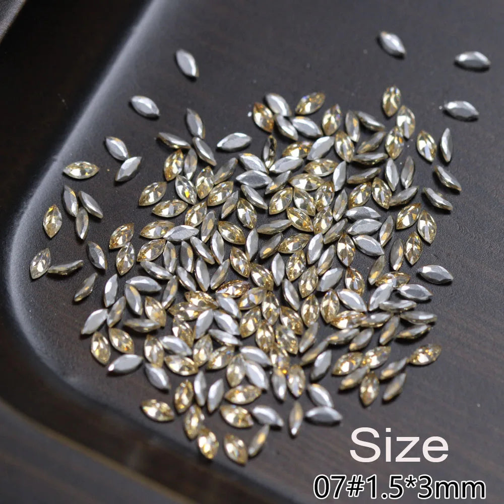 100Pcs Champagne Gold Snowflake Nail Rhinestones | 3D Crystals