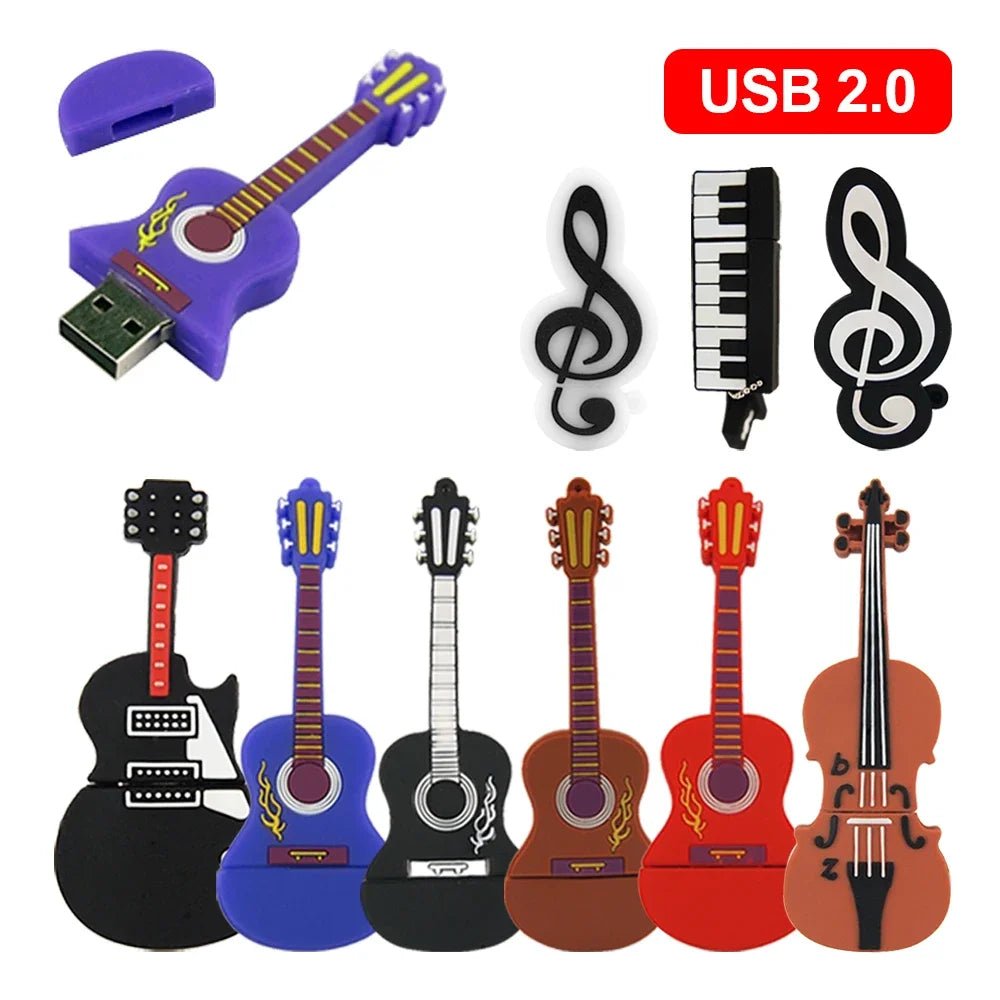 Music Wooden USB Flash Drive 3.0 | Guitar Piano 4–128GB Gift USB Flash Drive PRIMED