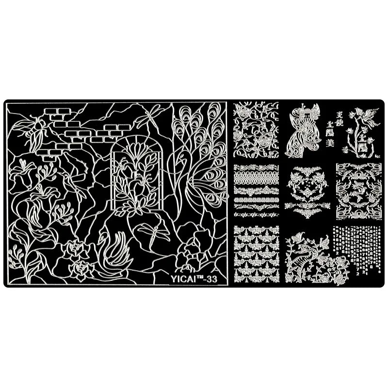 Nail Stamping Plate Lace Flower Peacock DIY Stencil #YC33