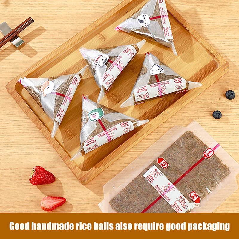 Disposable Onigiri Bags – Double Layer Triangle Rice Ball Wrap Food Packaging Bags PRIMED